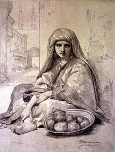 Jeune fille algérienne vendant des grenades - William Adolphe Bouguereau